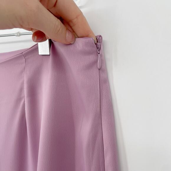 WAYF Women's Large Wide Leg Satin Trousers Pants Lavender Purple Stretch New - Picture 7 of 8